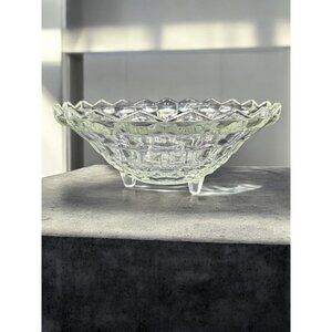 Vintage Whitehall Clear Footed Bowl By Indiana Glass Co. 10" Diameter Cubed